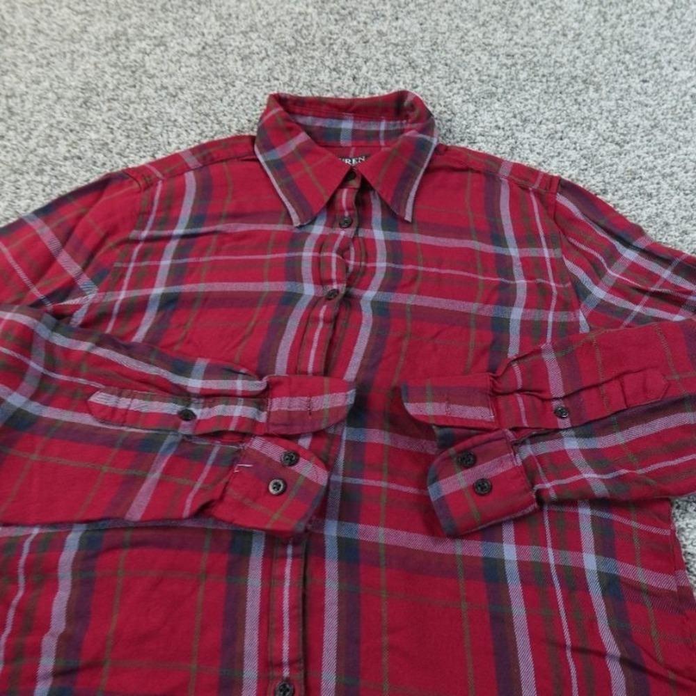 Ralph Lauren Shirt Womens S Red Plaid Flannel Button Down Long Sleeve Outdoor - Picture 3 of 13